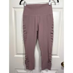 Alo Yoga Mauve Pink HR Legging Womens S 4 / 6 Side Slits Fitness Barre Gym Dance